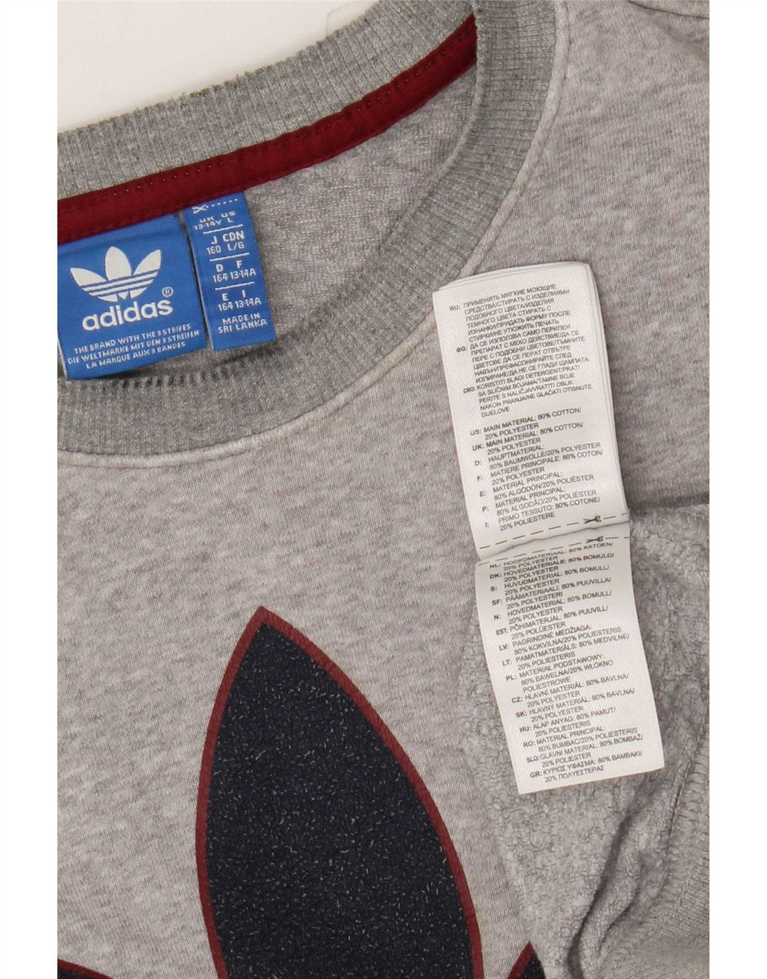 Adidas Jungen Sweatshirt mit drei Streifen, 13–14 Jahre, grau gefleckt