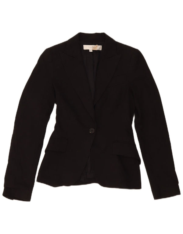 Zara Damen 1-Knopf-Blazerjacke EU 34 2XS Schwarz Polyester