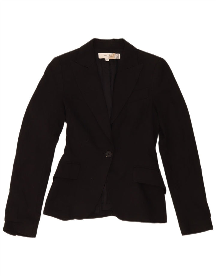 Zara Damen 1-Knopf-Blazerjacke EU 34 2XS Schwarz Polyester