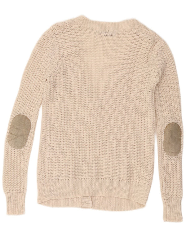 Zara Damen-Cardigan-Pullover UK 10 Small Weiß Acryl