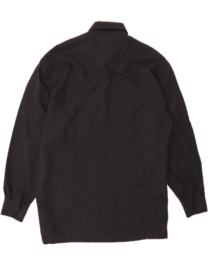 PIERRE CARDIN Mens Shirt Size 15 1/2 Medium Black Herringbone Rayon Vintage Pierre Cardin and Second-Hand Pierre Cardin from Messina Hembry 