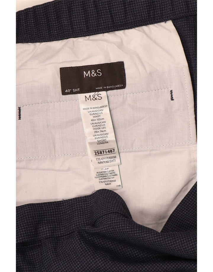Gerade Herren-Anzughose von Marks & Spencer, W40, L29, Marineblau mit Hahnentrittmuster