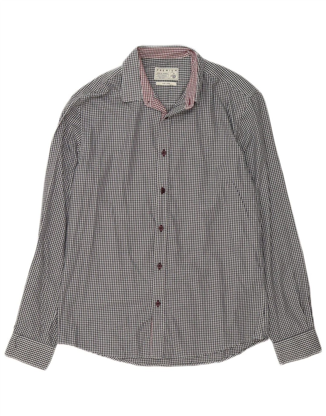 Jack & Jones Herrenhemd, groß, weiße Gingham-Baumwolle