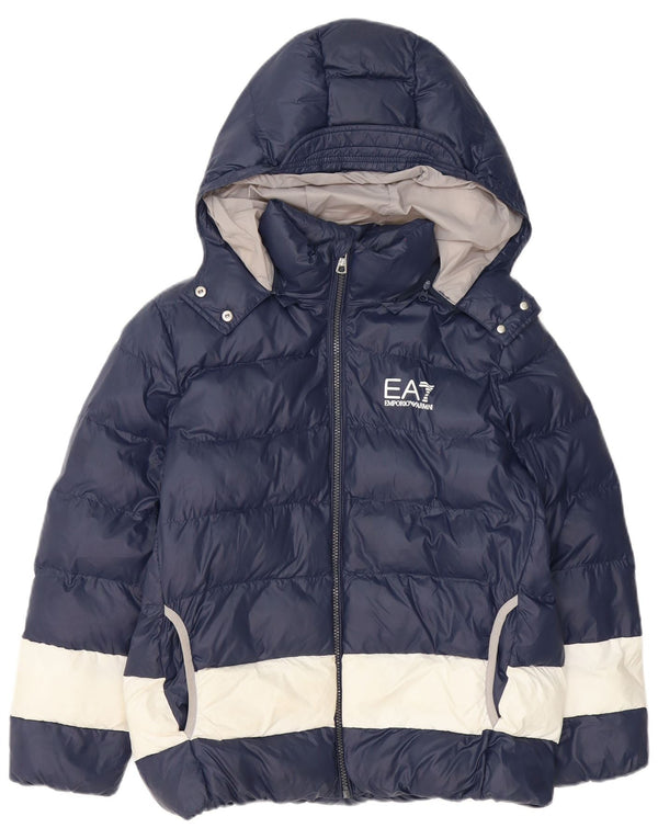 Emporio Armani Wattierte Jacke mit Grafik für Jungen, 11–12 Jahre, Marineblau, Farbblock