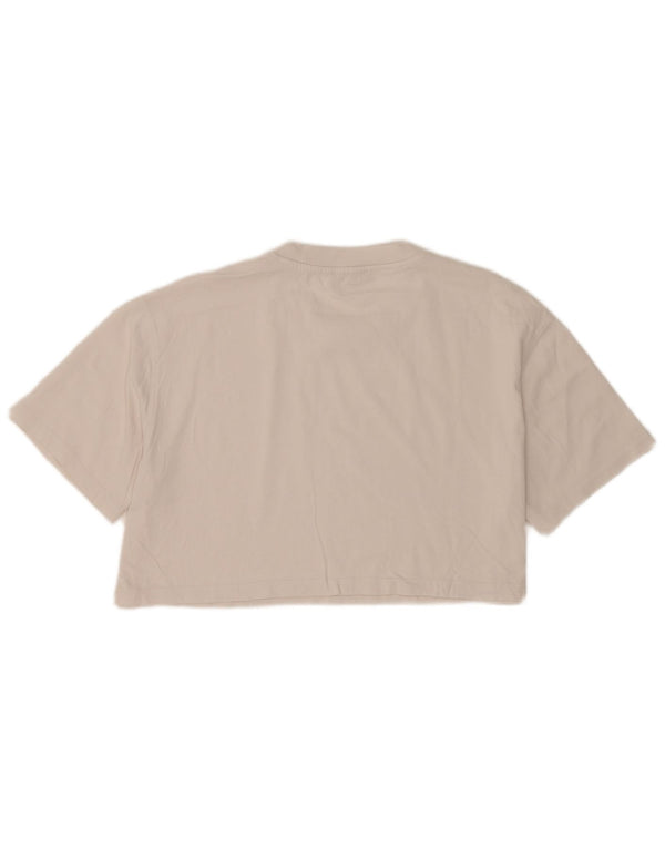 Zara Damen Crop Oversize T-Shirt Top UK 14 Mittelweiß