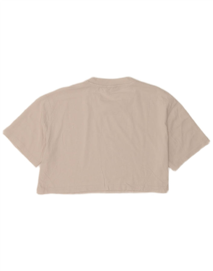 Zara Damen Crop Oversize T-Shirt Top UK 14 Mittelweiß