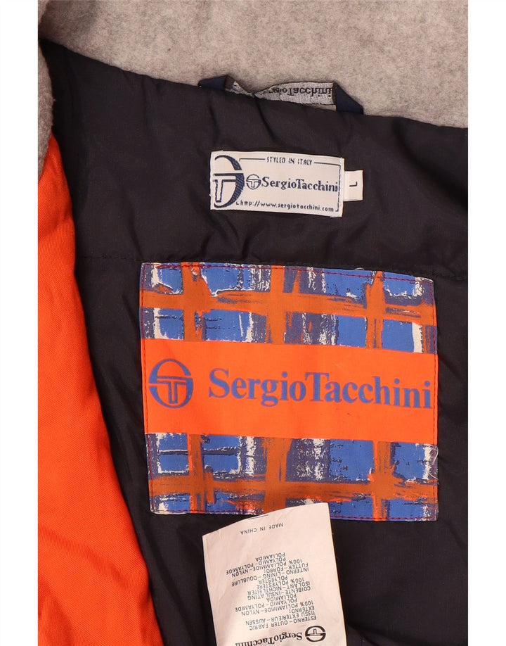 Sergio Tacchini Herren-Skijacke mit Kapuze, UK 40, Größe L, Orange, Farbblock