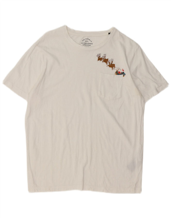 Jack & Jones Herren-T-Shirt mit Grafik, mittelweiße Baumwolle