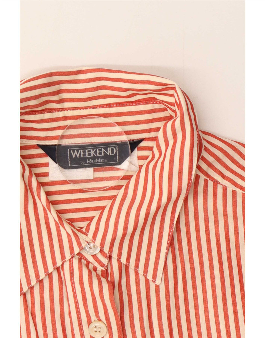 Max Mara Womens Weekend Shirt UK 16 Große rote Nadelstreifen-Baumwolle