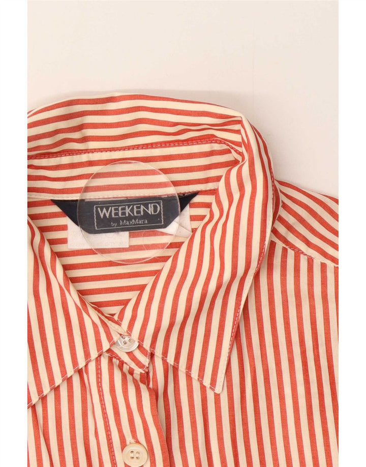 Max Mara Womens Weekend Shirt UK 16 Große rote Nadelstreifen-Baumwolle