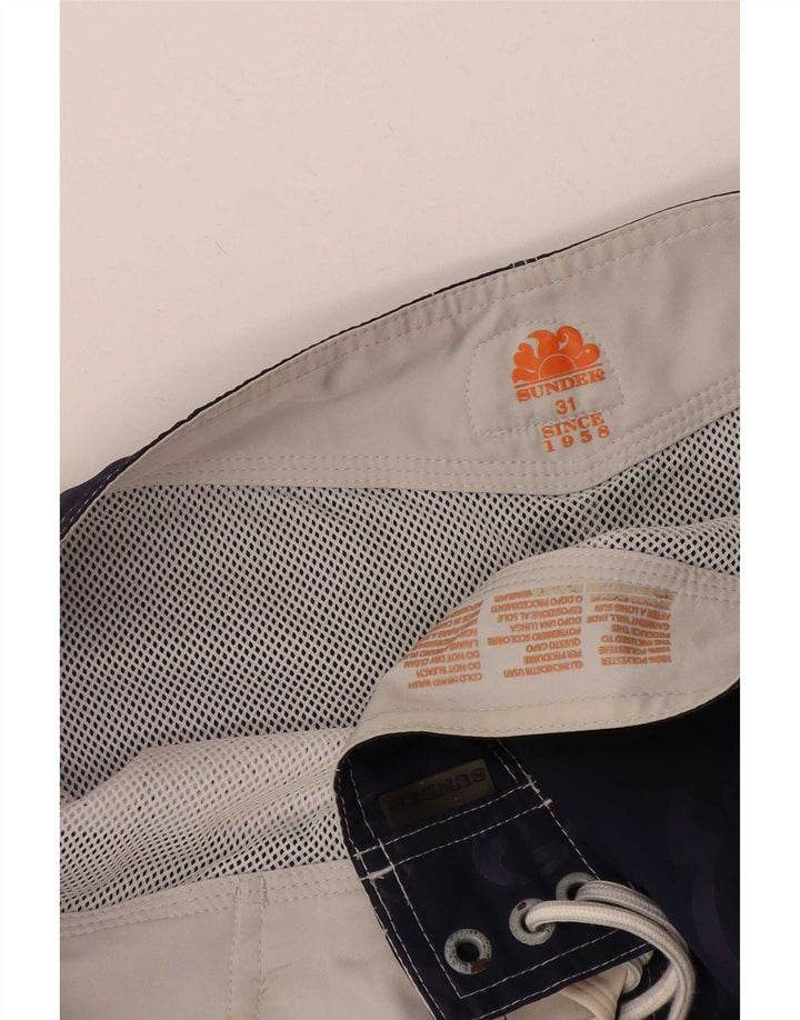Sundek Herren-Badeshorts mit Grafik, mittelgroß, Marineblau, Blumenmuster, Polyester
