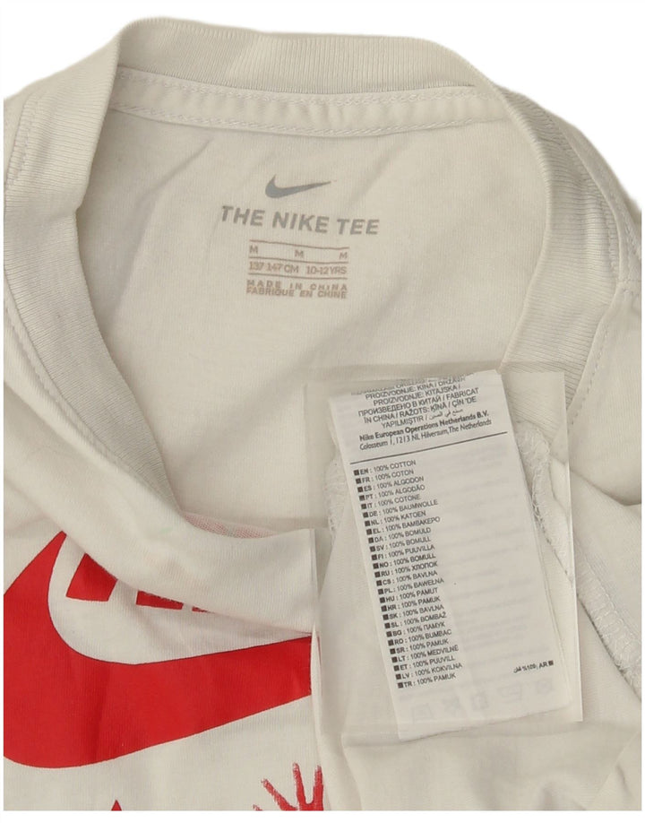 Nike Jungen-T-Shirt mit Grafik, mittelgroß, weiße Baumwolle, 10–11 Jahre