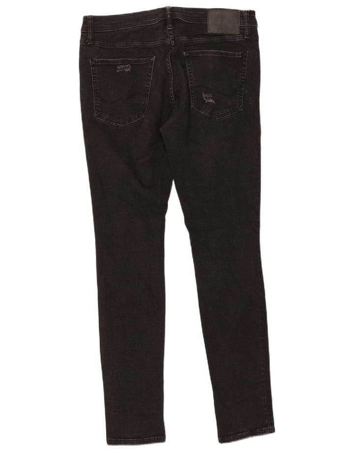 JACK & JONES Herren Liam Distressed Skinny Jeans W34 L31 Schwarz
