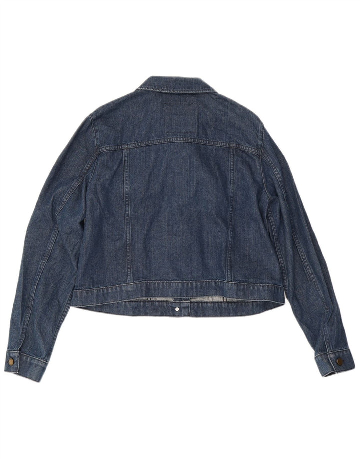 MICHAEL KORS Damen Crop Denim Jacke UK 18 XL Blaue Baumwolle