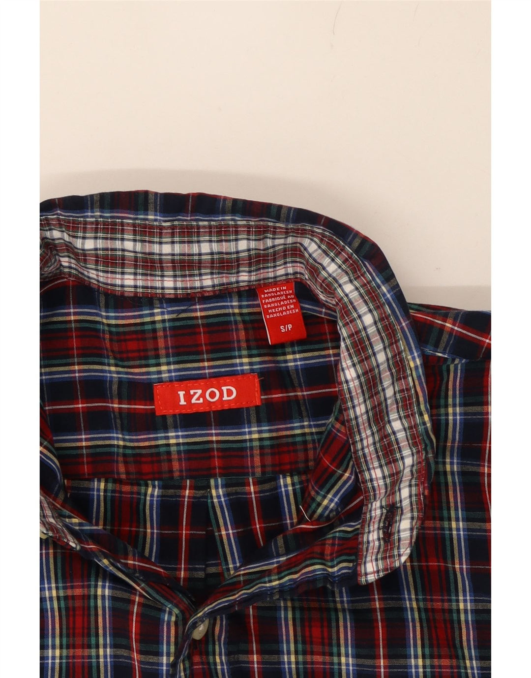 IZOD Mens Shirt Small Navy Blue Check Cotton Vintage Izod and Second-Hand Izod from Messina Hembry 