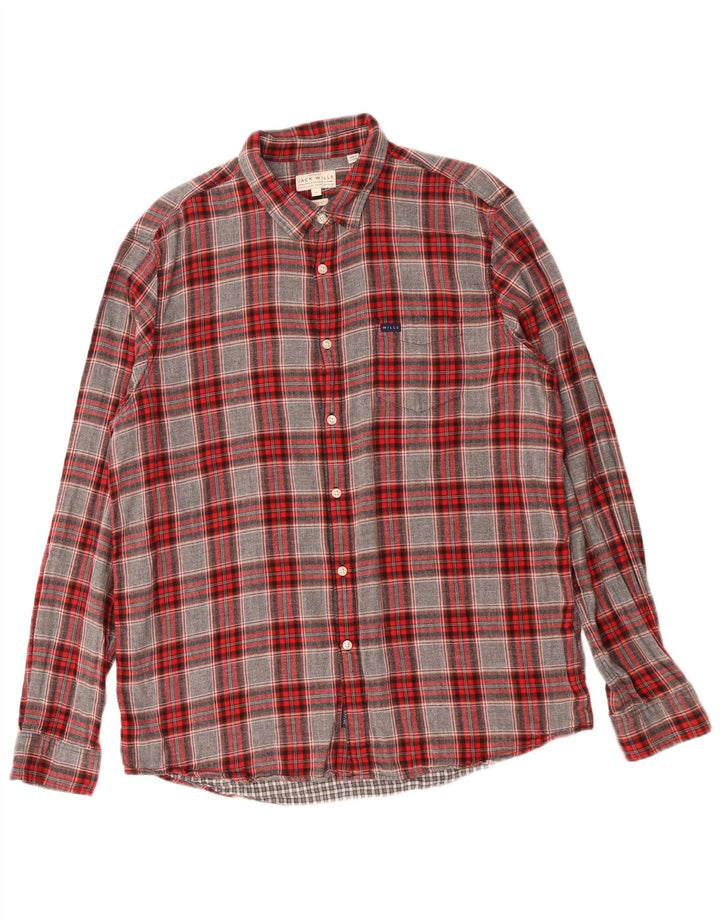 Jack Wills Herren-Flanellhemd, reguläre Passform, XL, grau kariert, Baumwolle