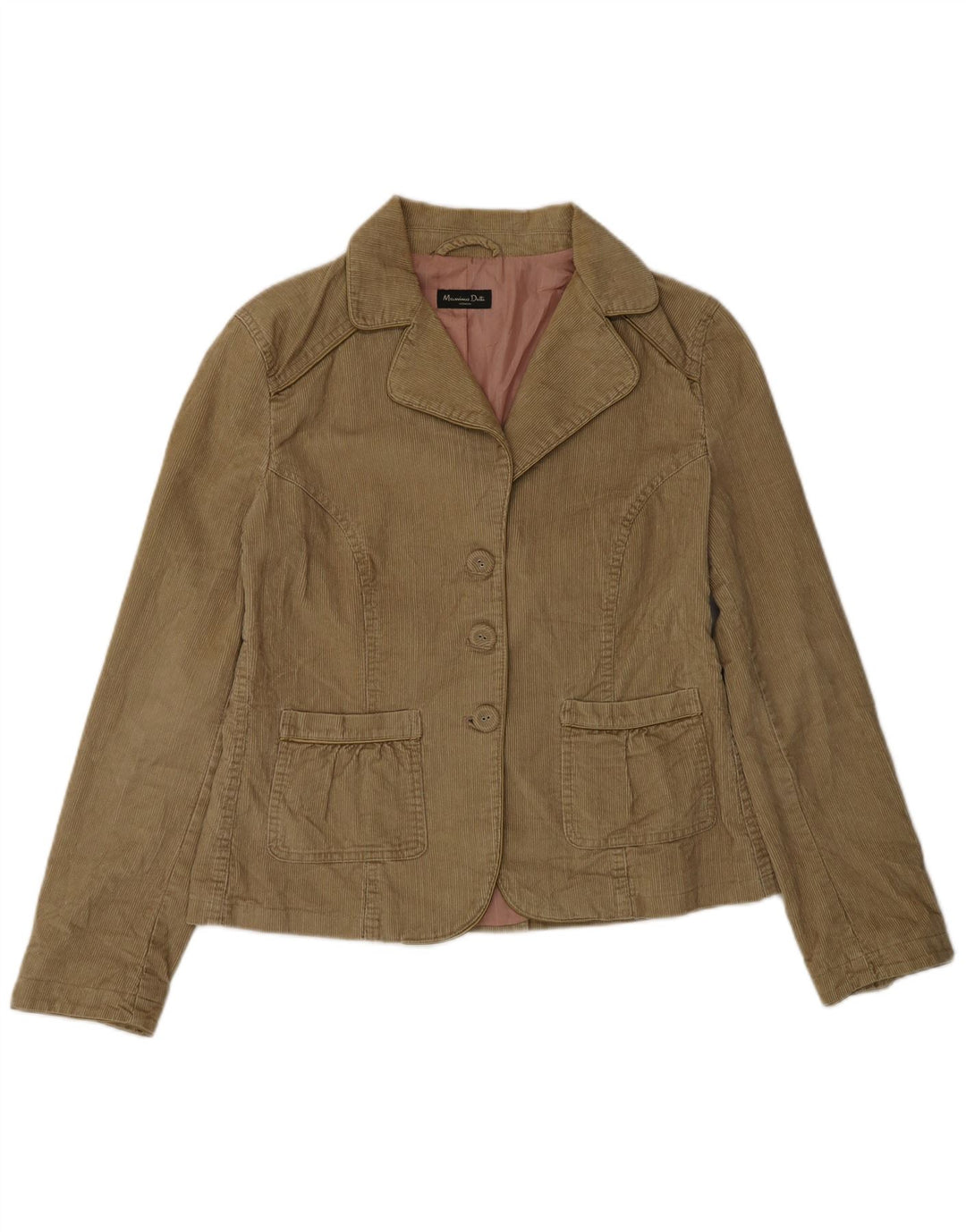 Massimo Dutti Damen-Blazerjacke aus Cord mit 3 Knöpfen, EU 42, Größe L, Braun