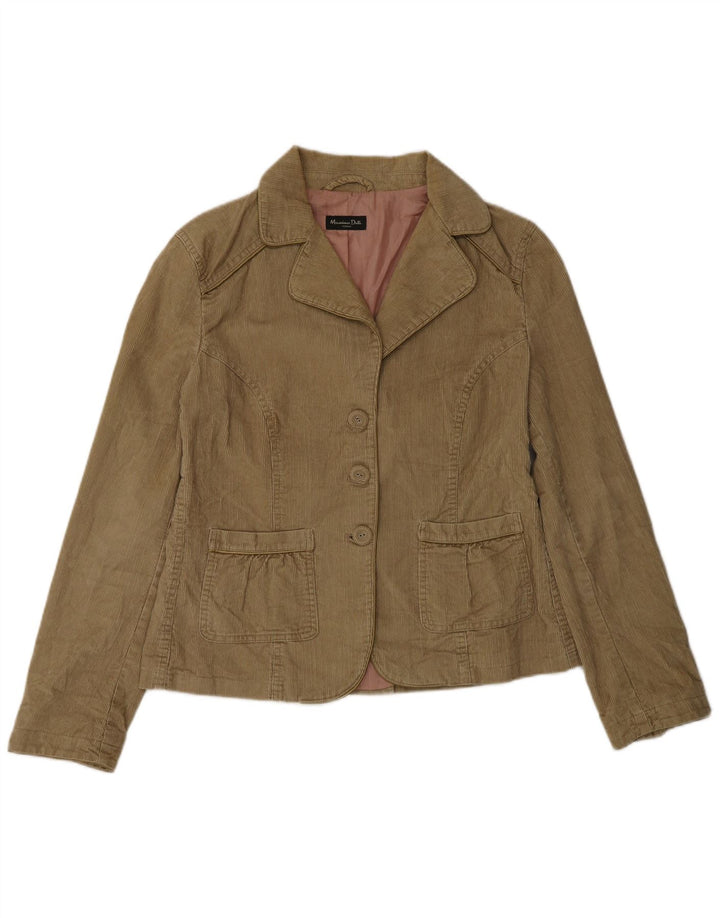 Massimo Dutti Damen-Blazerjacke aus Cord mit 3 Knöpfen, EU 42, Größe L, Braun