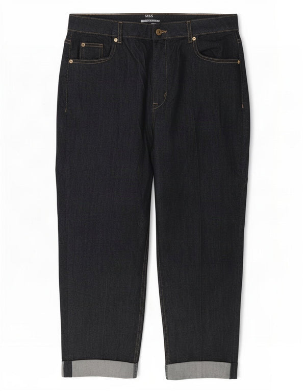 Marks & Spencer Damen Straight Jeans UK 16 Large W34 L25 Marineblau Baumwolle