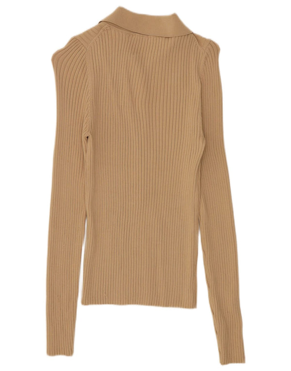 Zara Damen Crop Polo Neck Pullover Pullover UK 12 Medium Beige
