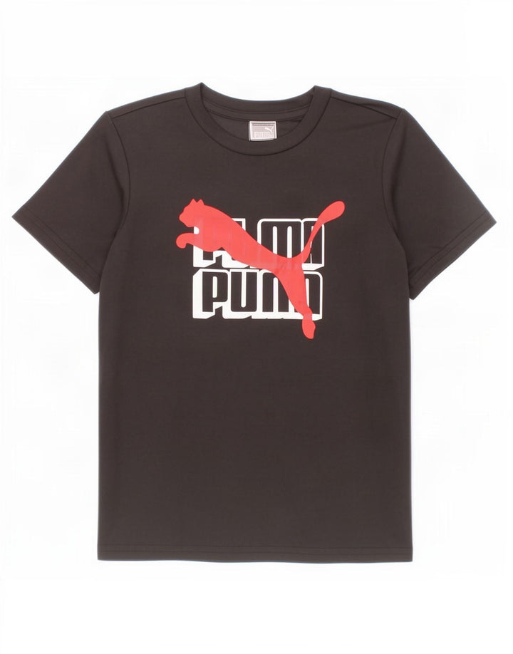 Puma Jungen T-Shirt mit Grafik, 6–7 Jahre, schwarzes Polyester