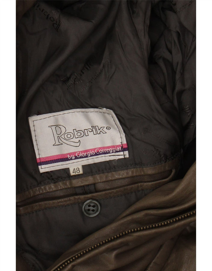 ROBRIK Herren Ledermantel IT 48 Mittelbraun