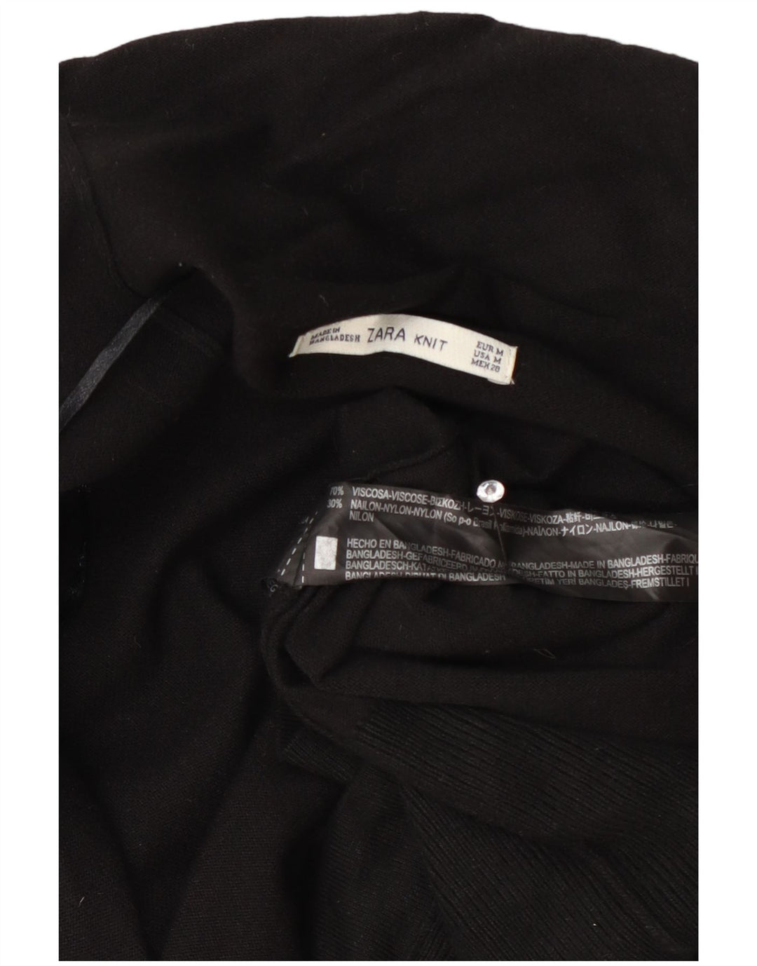 Zara Damen Longline Open Cardigan Pullover UK 12 Mittelschwarze Viskose