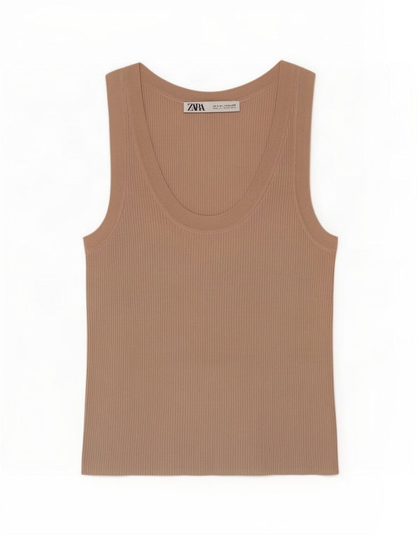 Zara Damen Weste Top UK 8 Small Beige