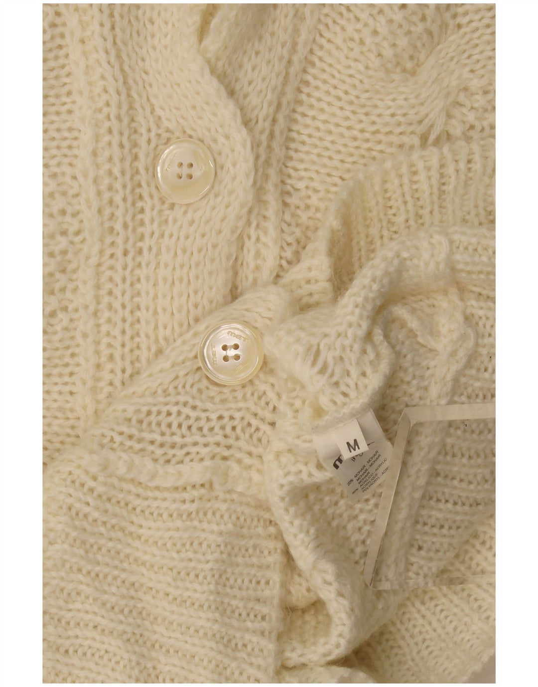 MET Damen-Cardigan-Pullover UK 12 Medium Beige Mohair