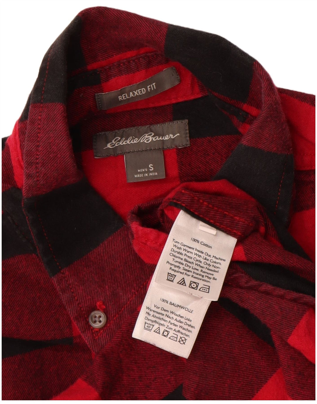 Eddie Bauer Herren-Flanellhemd mit entspannter Passform, klein, rot kariert, Baumwolle