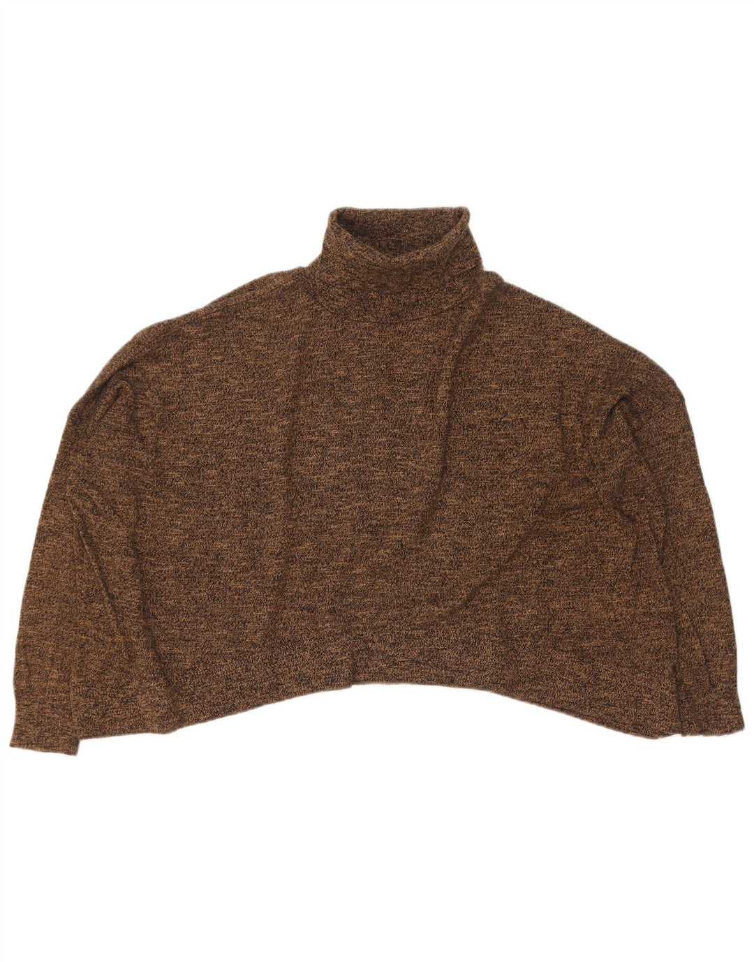 Zara Damen Crop Rollkragenpullover Pullover UK 14 Mittelbraun gefleckt