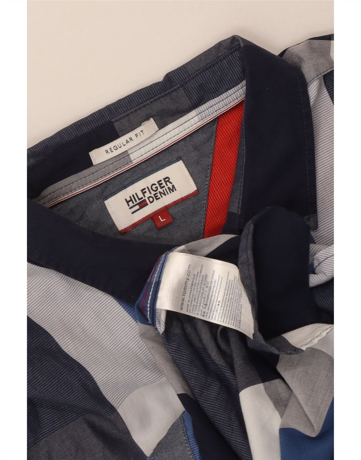 Tommy Hilfiger Herren-Hemd mit normaler Passform, groß, blau, kariert, Baumwolle