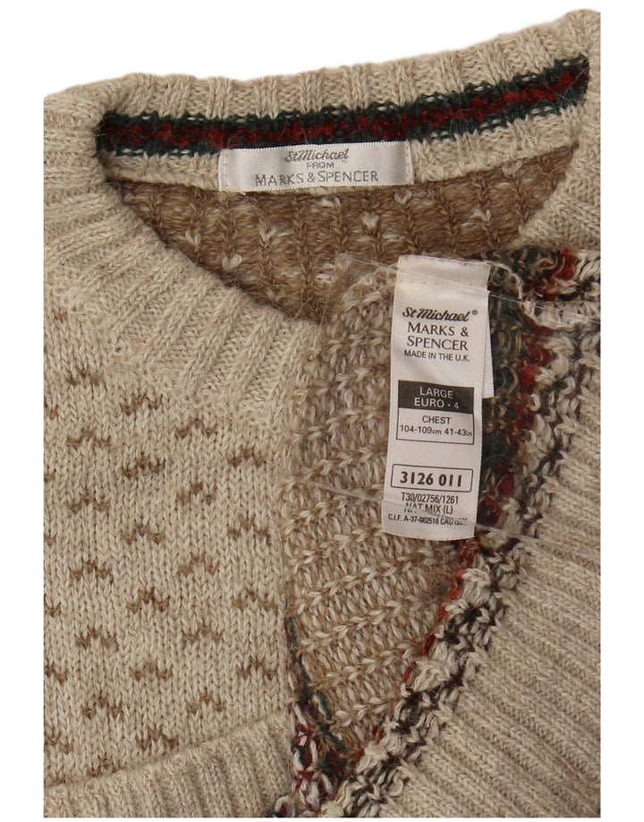 Marks & Spencer Herren St. Michael Pullover mit Rundhalsausschnitt, Größe L, Beige