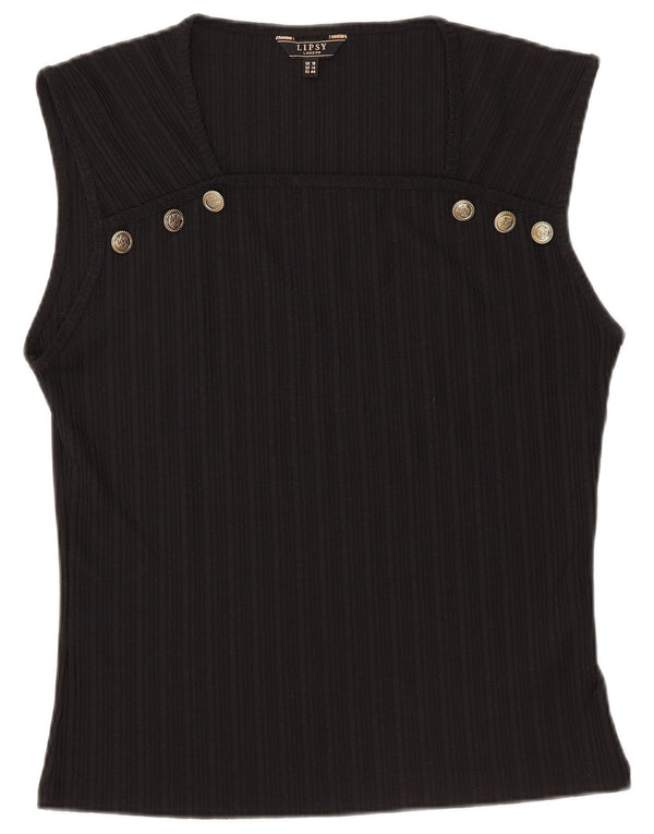 Lipsy Damen ärmelloses Blusenoberteil UK 18 XL Schwarz Polyester