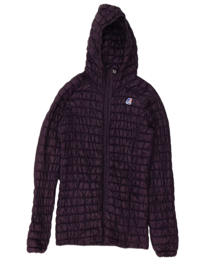 K-WAY Wattierte Damenjacke mit Kapuze, US 9, Mittelviolett, Polyester