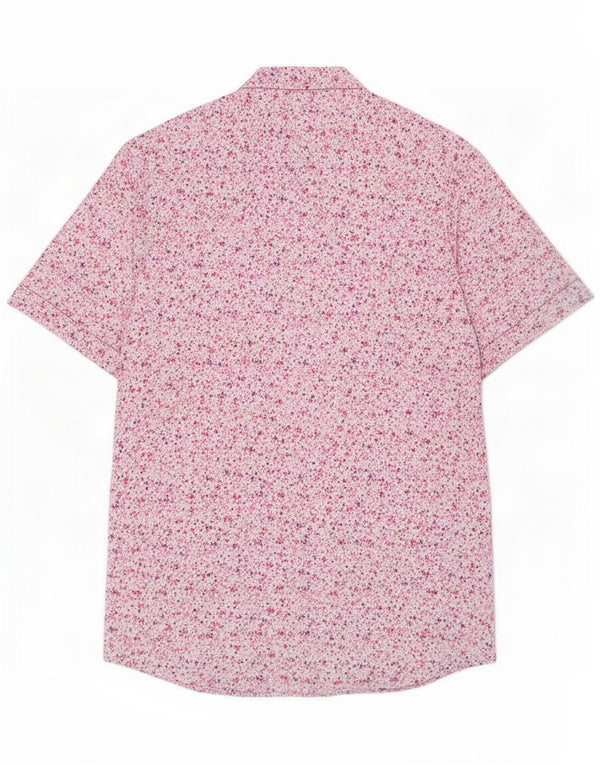 Pierre Cardin Herren-Kurzarmhemd, groß, rosa Blumenmuster, Baumwolle