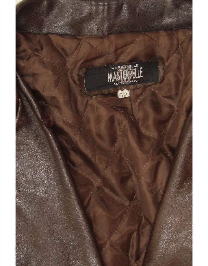 MASTERPELLE Womens Leather Jacket IT 52 2XL Brown Leather Vintage Masterpelle and Second-Hand Masterpelle from Messina Hembry 