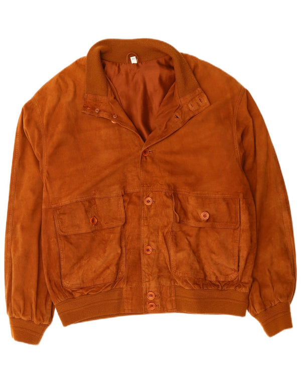 Vintage Herren Wildleder Bomberjacke IT 52 XL Braunes Leder