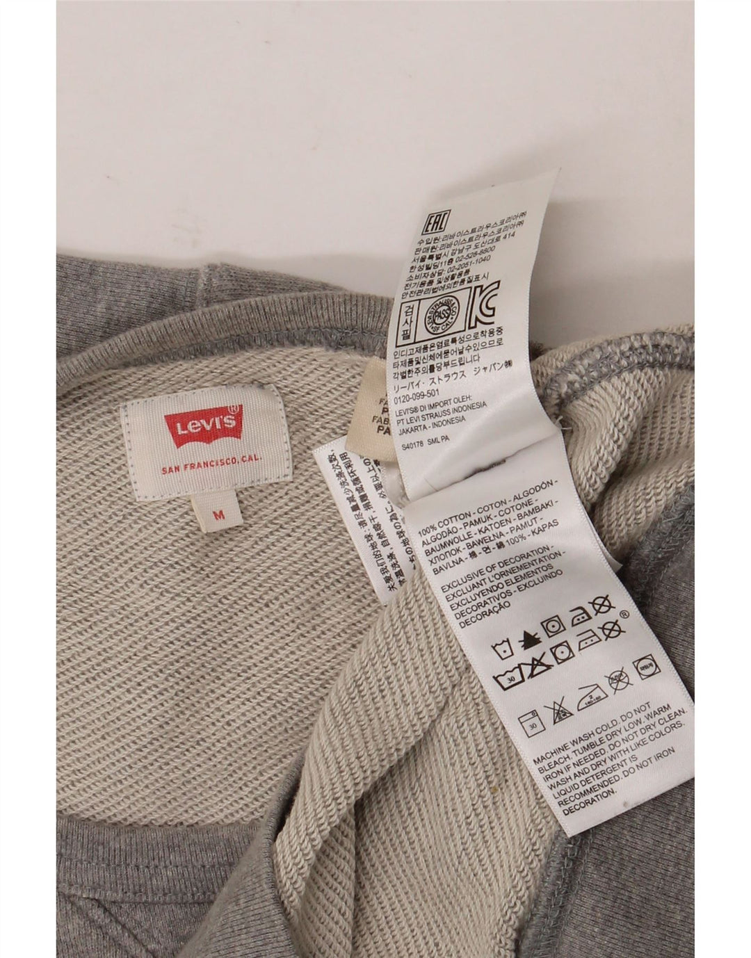 Levi's Herren-Sweatshirt mit Grafik, mittelgrau gefleckte Baumwolle