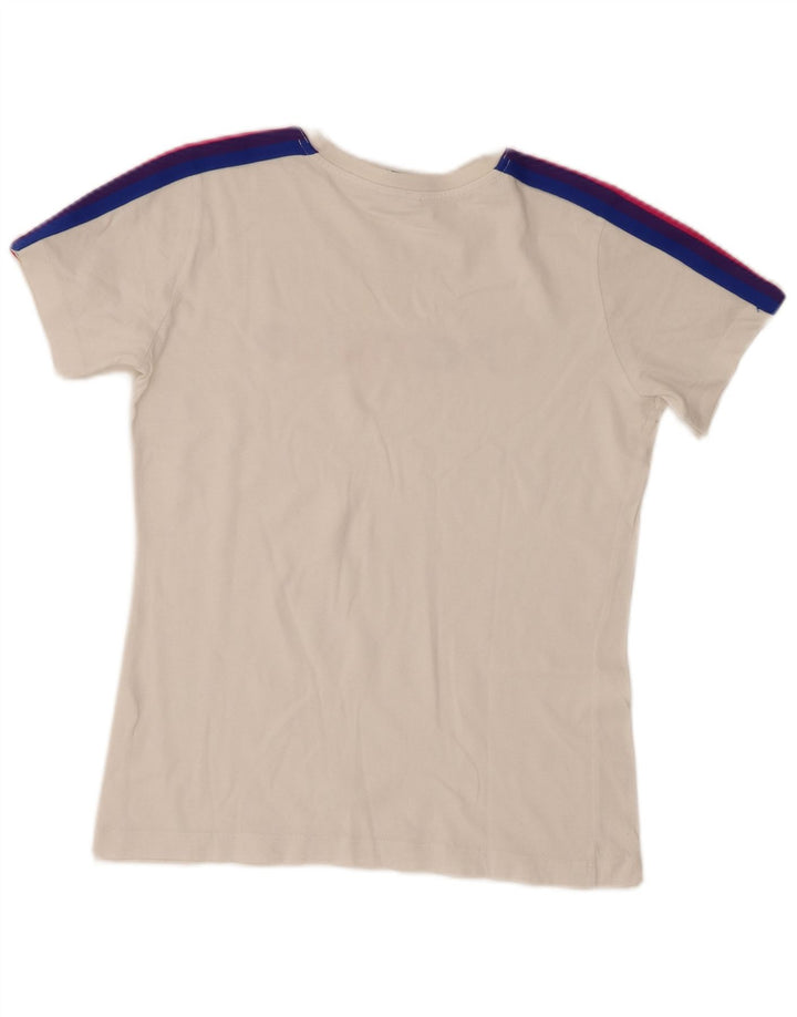 Champion Damen Grafik-T-Shirt-Oberteil UK 12 Mittelweiß Farbblock