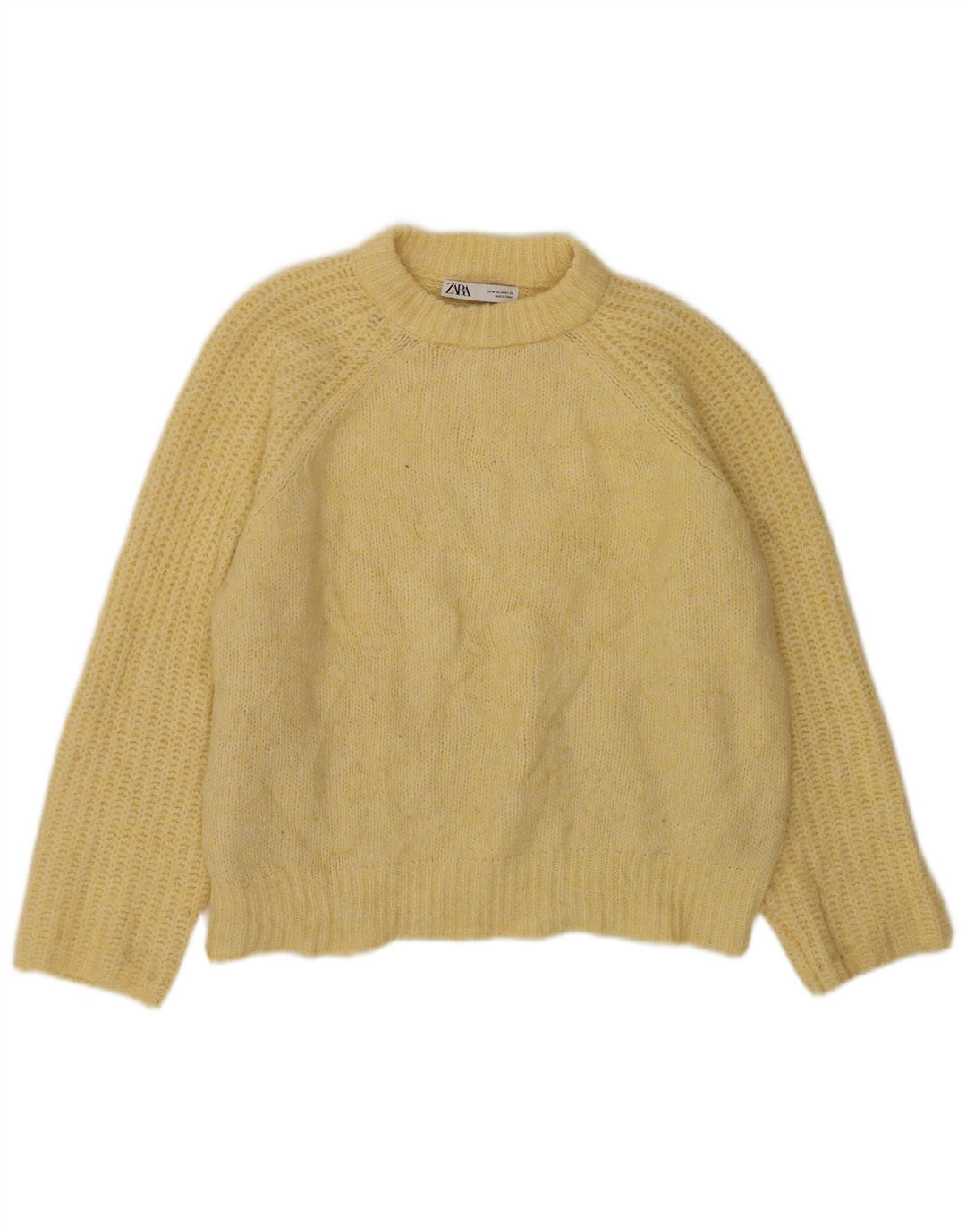 Zara Damen-Pullover, übergroß, Rundhalsausschnitt, Gr. 14, Mittelgelb