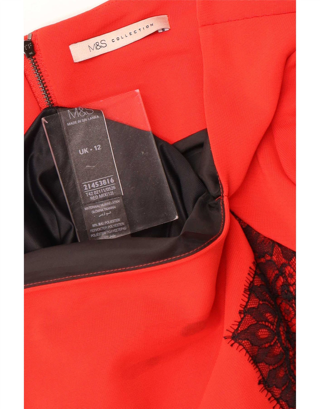 Marks & Spencer Damen Etuikleid UK 12 Mittelrotes, geblümtes Polyester