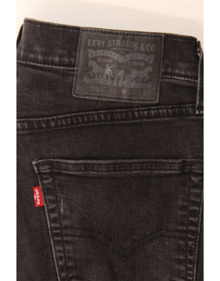 Levi's Herren Slim Jeans W33 L32 Schwarze Baumwolle
