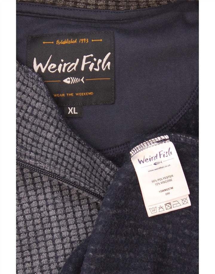 Weird Fish Herren-Fleecepullover mit Reißverschluss am Hals, XL, Marineblau, Polyester