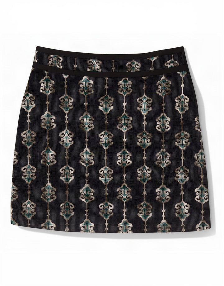 Zara Damen Minirock XS W24 Marineblaues Paisley-Polyester