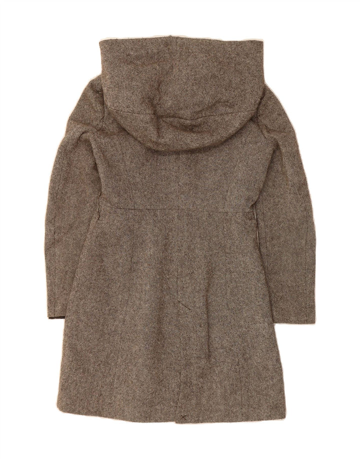 ZARA Womens Hooded Overcoat UK 14 Medium Brown Flecked Vintage Zara and Second-Hand Zara from Messina Hembry 