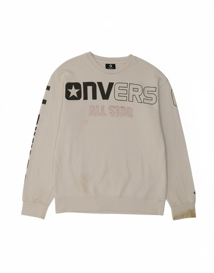 CONVERSE Mens Graphic Sweatshirt Jumper XL White Cotton