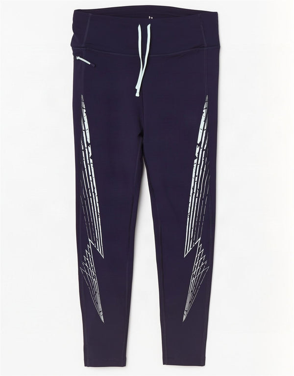 Under Armour Womens Graphic Leggings UK 12 Medium Navy Blue Polyester