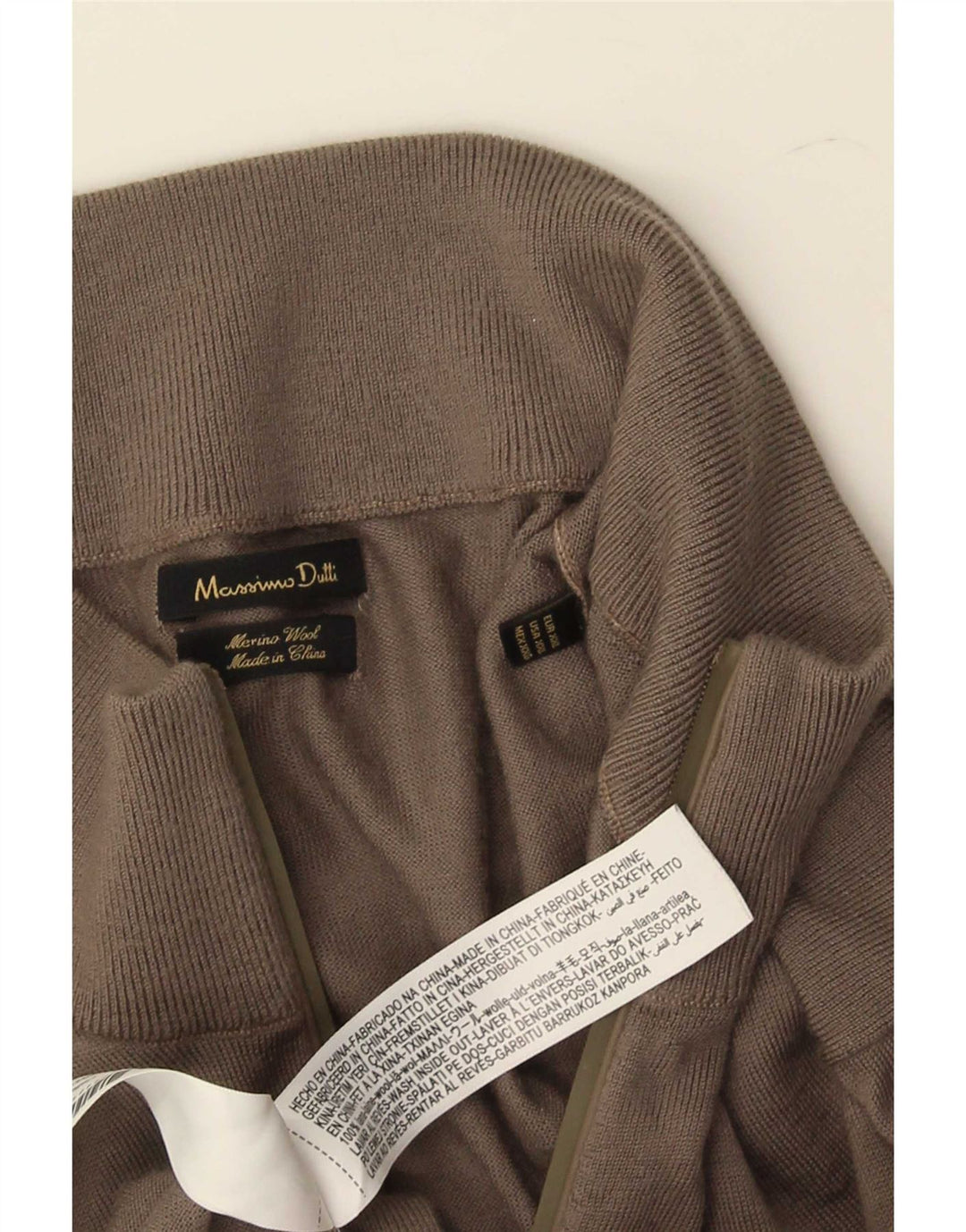 Massimo Dutti Herren-Pullover mit Reißverschluss, 2XL, braune Wolle