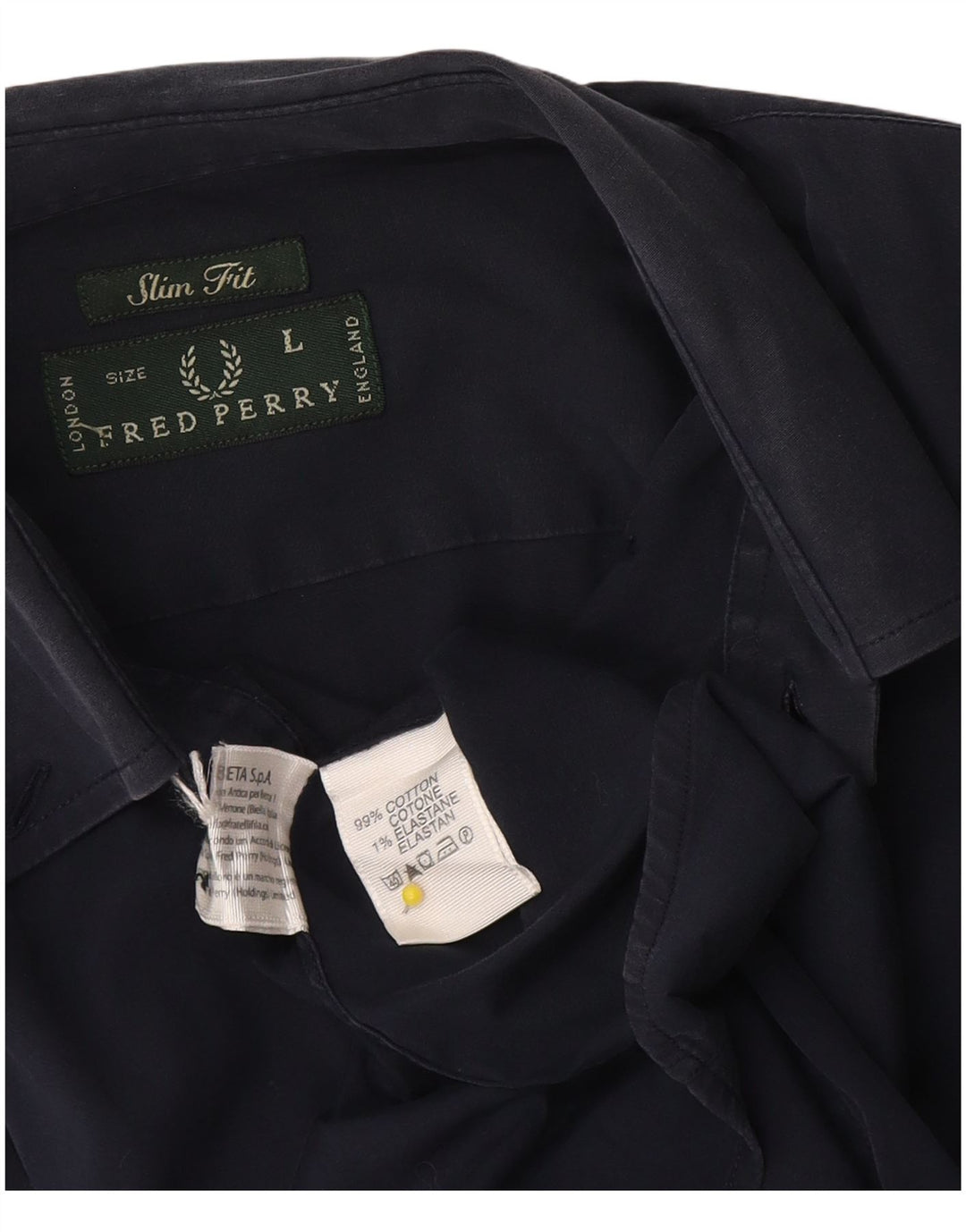 Fred Perry Herren-Slim-Fit-Hemd, groß, marineblau, Baumwolle